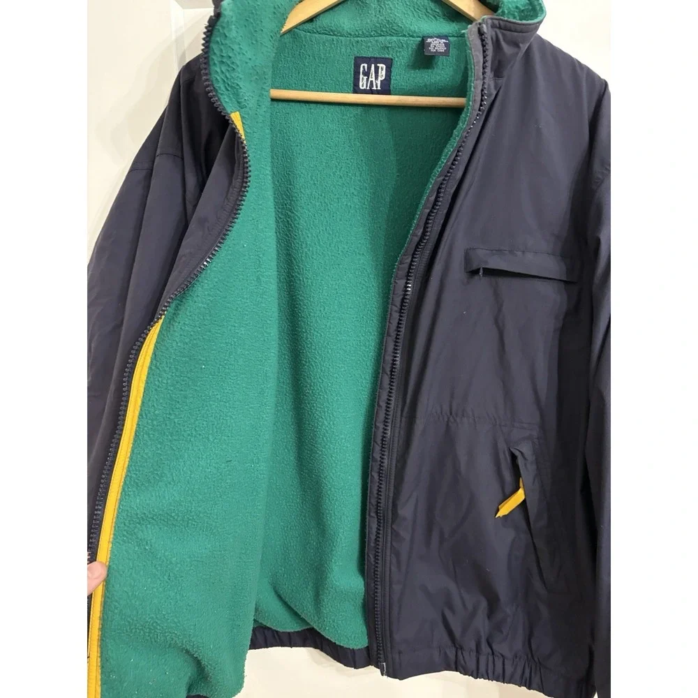 Vintage 90s Gap Men's Large‎ Navy Nylon Fleece-Lined MTN Alpine Warm Up Jacket
